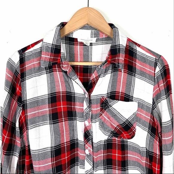 Beach Lunch Lounge Top Shirt Flannel Red Small - Picture 3 of 7